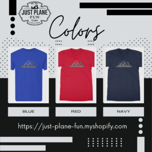 Plane Wellness shirts now available in different colors Blue, Red, and Navy