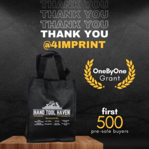 Image saying thank you to 4imprint for awarding plane wellness the onebyone grant to get hand tool haven event reusable shopping bags