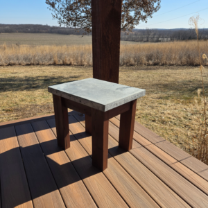 Picture of an Concrete and Red Cedar Wood outdoor side table made by Wayne Fry