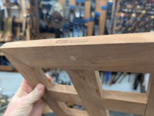 Picture of a draw bore mortise and tenon