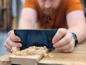 Wood By Wright James Wright using a Card Scraper