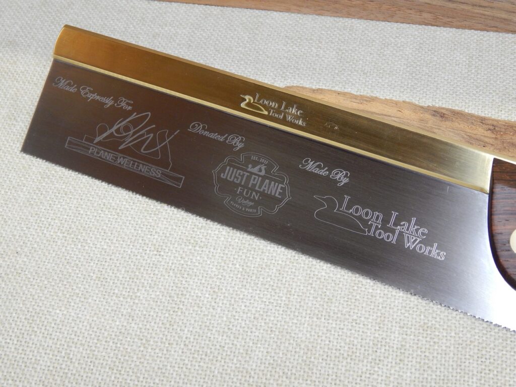 Picture of the Loon Lake Special Edition Saw made for Plane Wellness Donated by Just Plane Fun