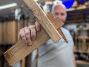 James Wright holding a Tusked Mortise and Tenon