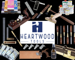Image of the Heartwood Tools Logo and the tools they sell
